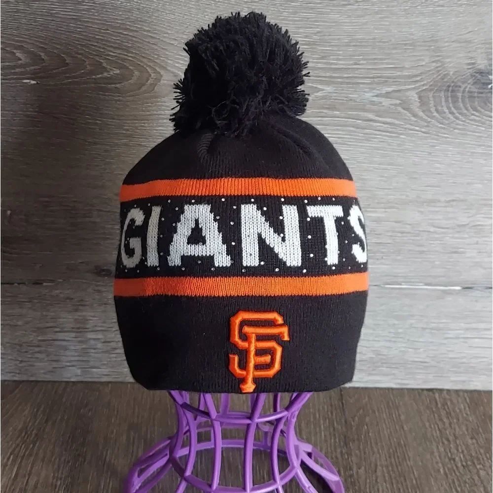 New Era San Francisco Giants Black Embellished Bling Rhinestone Pom Beanie